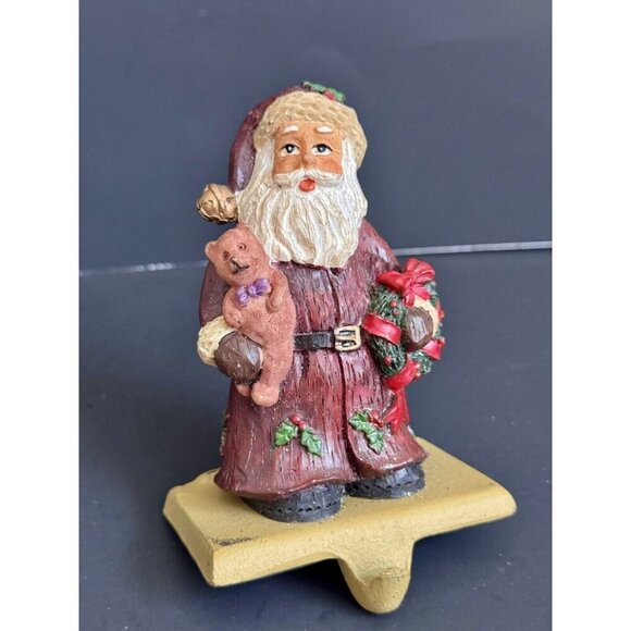 Unbranded Other - Vintage Cast Iron Christmas Stocking Holder Santa Claus Wreath Old World Decor